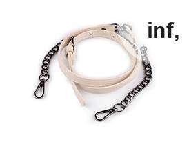 Koženkový popruh / ucho na kabelku s retiazkou a karabínami šírka 1,5 cm