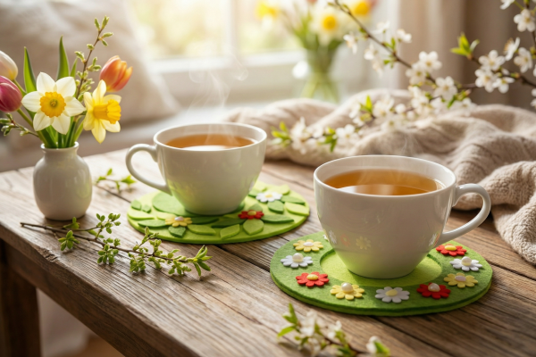 Jednoduché filcové prestieranie s kvetinami